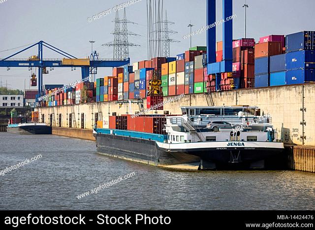 Duisburg, North Rhine-Westphalia, Germany - Duisburg Port, Container Port, duisport logport, at the Port of Duisburg on the Rhine