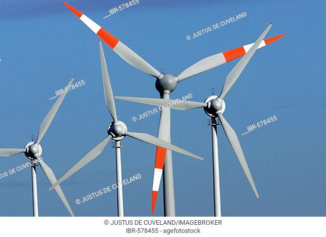 Wind wheels - wind turbines - Schleswig-Holstein, Dithmarschen, Germany, Europe