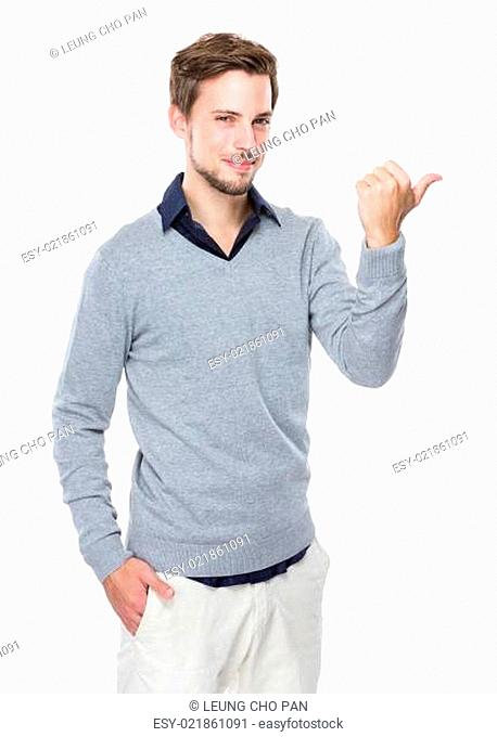 Caucasian man with thumb up