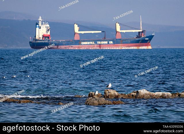 RUSSIA, VLADIVOSTOK - OCTOBER 15, 2023: A vessel in the Eastern Bosphorus Strait. Yuri Smityuk/TASS