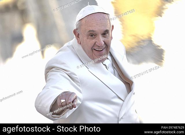 March 13, 2023 marks 10 years of Pontificate for Pope Francis. in the picture : Pope Francis during his weekly general audience in St