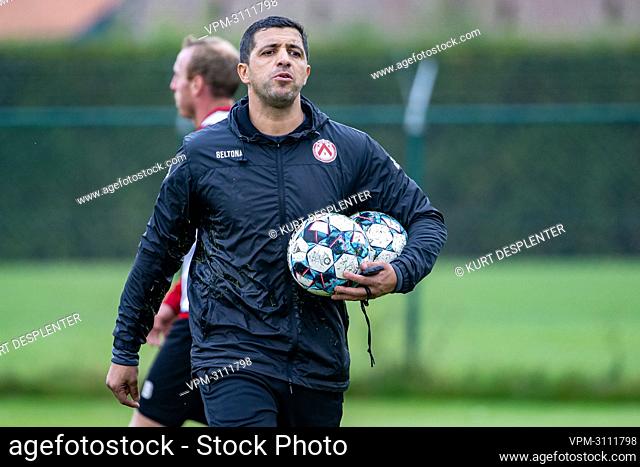 Kortrijk's new head coach Karim Belhocine pictured during a training session of KV Kortrijk, with a new coach after the departure of their coach for Standard