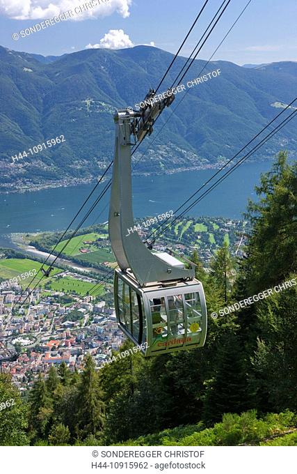 Town, City, village, canton, Ticino, Switzerland, Europe, Tessin, southern Switzerland, mountain railway, aerial cableway, ropeway, aerial cableway, ropeway