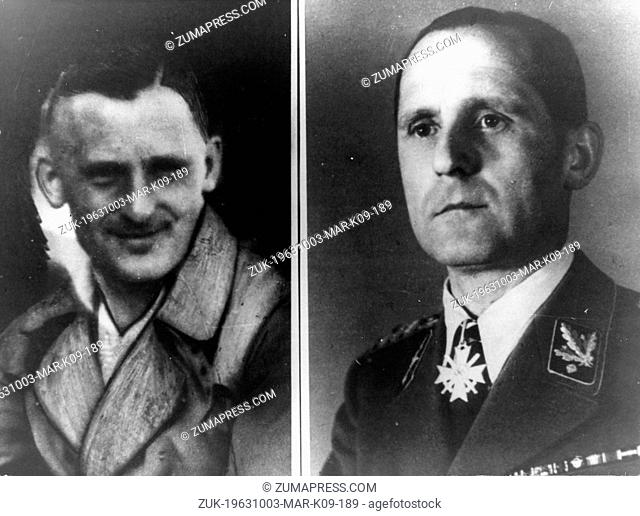 Oct 03, 1963; Munich, GERMANY; (File Photo. Date Unknown) Two moments of Nazi leader HEINRICH MULLER (L-R): the ex-Gestapo Chief in civil and in uniform