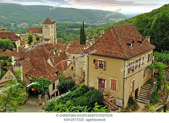 Saint-Cirq-Lapopie, one of the '' Plus Beaux Villages de France'' the most beautiful villages of France, Lot department, region of Midi-Pyrenees