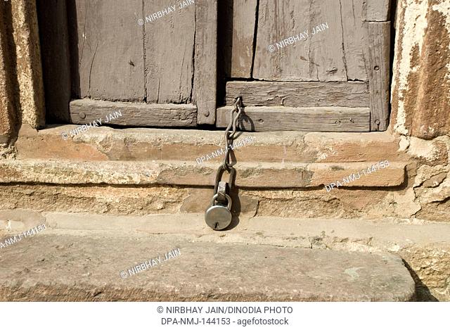 Old door & lock at Mehrang Garh fort at Jodhpur ; Rajasthan ; India