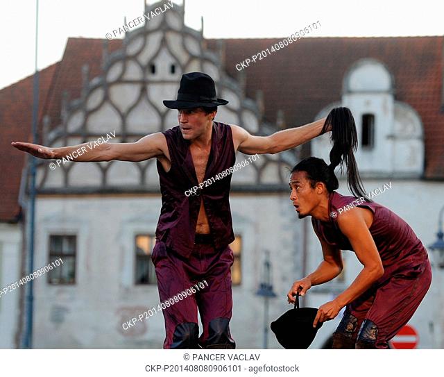 Compagnie BAM from France during three days International festival of street theatre Comedians on the street in Tabor, Czech Republic on August 8, 2014