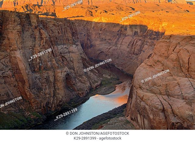 Colorado River and canyon walls near Horseshoe Bend, Page, Arizona, USA