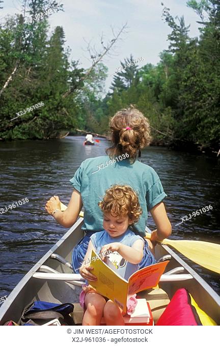 Roscommon, Michigan - Susan Newell and her daughter Mariel West, 3, on a canoe camping trip on the south branch of the Au Sable River