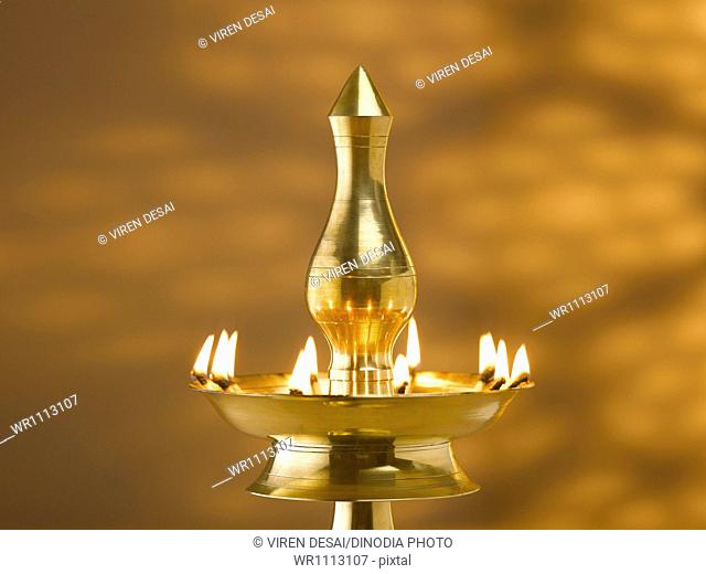 Brass lamp on diwali festival ; India