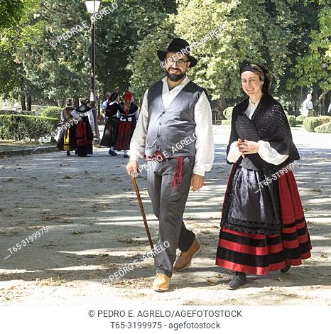 Lugo, Domingo das Mozas at the San Froilan festivities, of National Tourist Interest. Women and men go out in the typical Galician costume