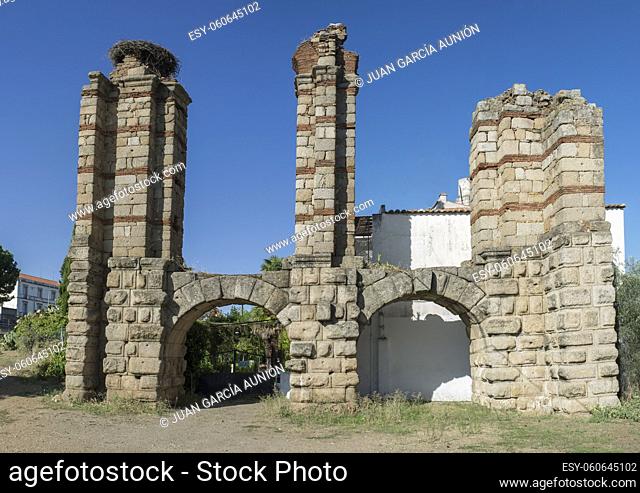 San Lazaro aqueduct roman remains, Merida, Spain. Infrastructure that brought water coming from underground springs and streams