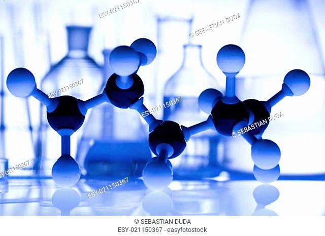 Glass laboratory equipment with white background
