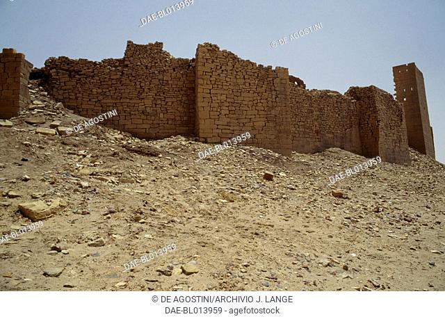 View of the fortified city of Baraqish or Barakish (also called Yathul), Yemen. Minaeans civilisation