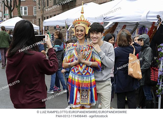 Woodside Avenue, New York, USA, April 20, 2019 - Hundreds of members of the Thai community of New York celebrated Songkran