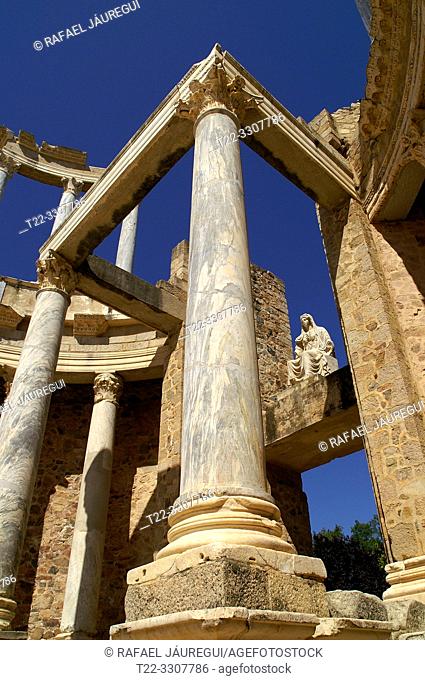 Merida (Spain). Architectural detail of the scene of the Roman Theater of Merida