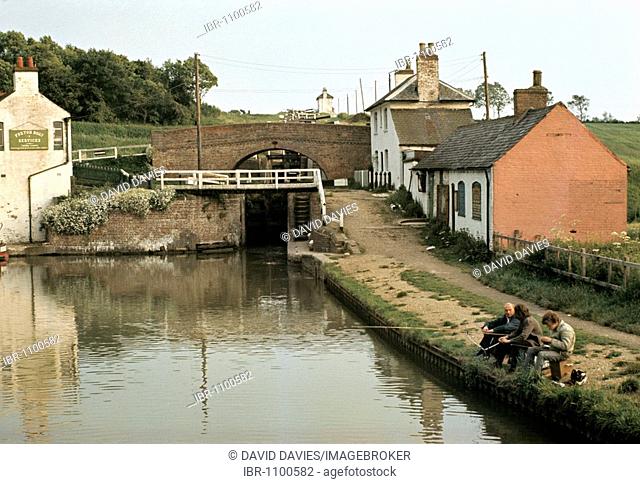 Foxton Staircase Locks, Grand Union Canal, near Market Harborough, Leicestershire, England, United Kingdom, in late 60s