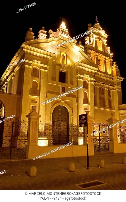 Church of the Monastery of Discalced Carmelites Order at night, Cordoba city, Argentina, South America