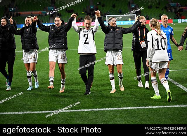 24 July 2023, Australia, Melbourne: Soccer, Women: World Cup, Germany - Morocco, Preliminary Round, Group H, Matchday 1, Melbourne Rectangular Stadium: The...