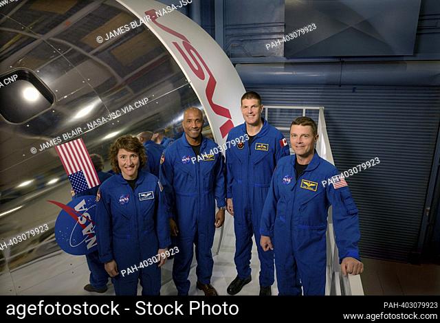 NASA astronauts, from left to right: Christina Hammock Koch, Victor Glover, Jeremy Hansen and Reid Wiseman, were announced Monday, April 3