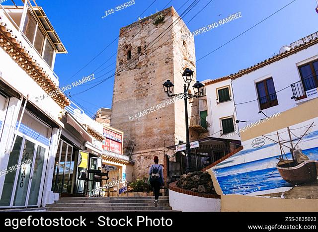 Torre del Pimentel. Old mill tower. Torremolinos, The Tower of the Mill. Torremolinos, Málaga, Costa de Sol, Andalucia, Spain, Europe