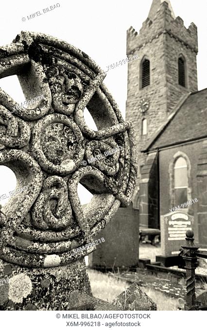 church and cross  Glemcolumbkile church  Glencolumbkille, County Donegal , Ireland
