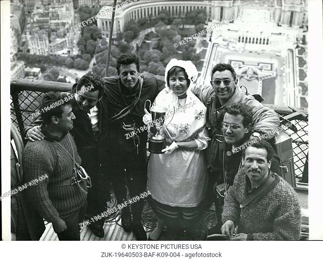 May 03, 1964 - Louisette Bertin with Alpinists at the Eiffel Tower (Credit Image: © Keystone Press Agency/Keystone USA via ZUMAPRESS.com)
