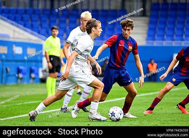 Antwerp's Milo Horemans pictured in action during a soccer game between Spanish FC Barcelona and Belgian Royal Antwerp FC
