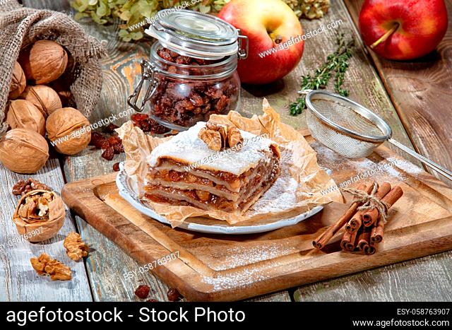 Cake And Fruits On A Wooden Desk
