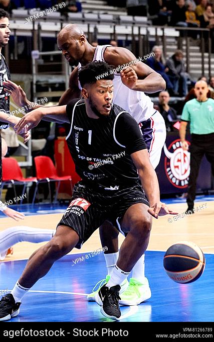 Kortrijk's Jayden Gardner pictured in action during a basketball match between RSW Liege Basket and House of Talents Spurs Kortrijk