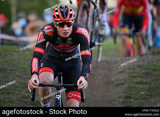 Belgian Toon Vandebosch pictured in action during the men's elite race of the Parkcross Maldegem cyclocross race, stage 7 (out of 8) of the Ethias Cross trophy