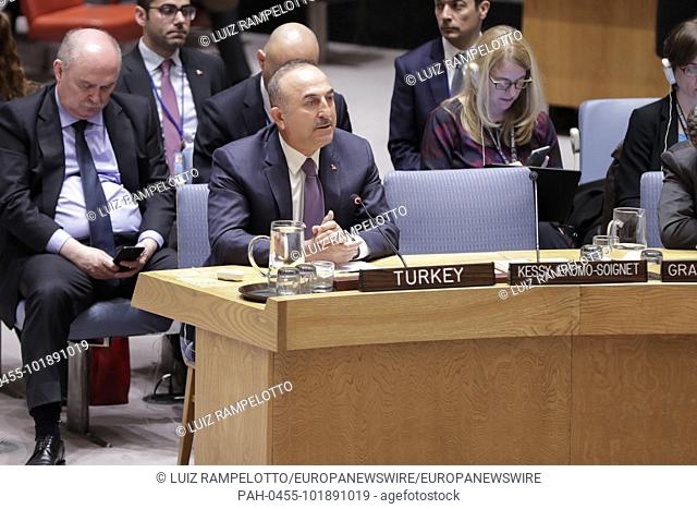 United Nations, New York, USA, April 23, 2018 - Mevlut Cavusoglu, Minister for Foreign Affairs of Turkey, addresses the Security Council meeting on the...