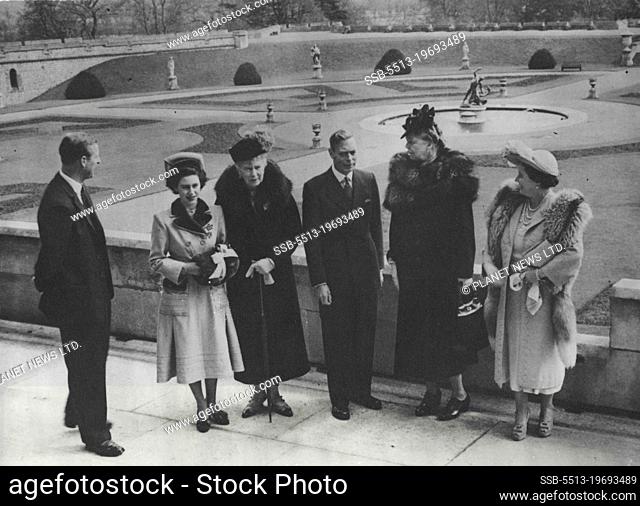 Mrs Roosevelt Is Guest Of King And Queen At Windsor Castle.Left to right: The Duke of Edinburgh; Princess Margaret; Queen Mary; the King; Mrs Eleanor Roosevelt;...