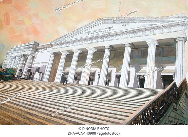 Mumbai's central library painting by Safdar Shamee & pradeep Chandra