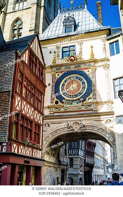 The Renaissance Gros Horologe is situated in the Rue du Gros Horologe in Rouen, Normandy. Its original movement dates back to 1389