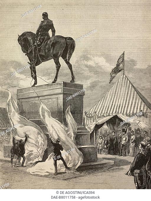 Queen Victoria unveiling the equestrian statue of the Prince Consort (Women's Jubilee Memorial) in Windsor Park, United Kingdom