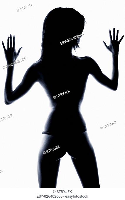 Thin sexy woman from behind with white studio background