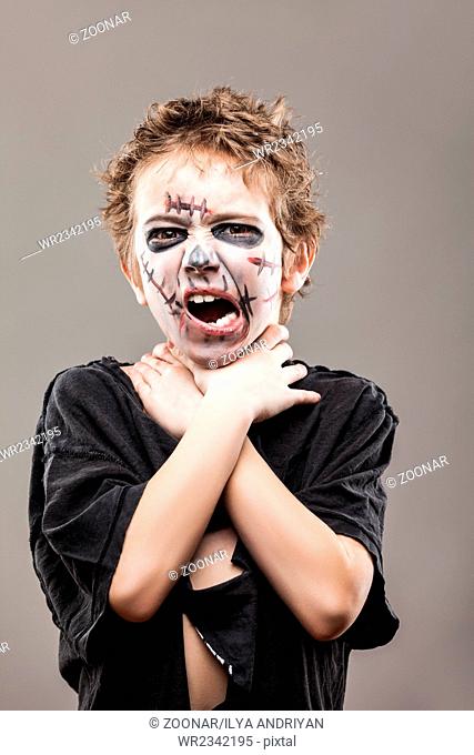 Screaming walking dead zombie child boy