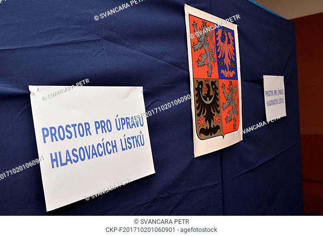 The polling station for elections to the Chamber of Deputies of the Parliament of the Czech Republic, in elementary school in Letovice, Czech Republic