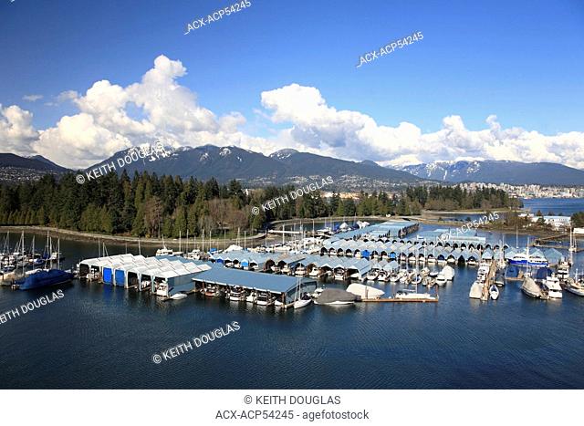View over Coal Harbor towards Stanley Park, Vancouver, British Columbia
