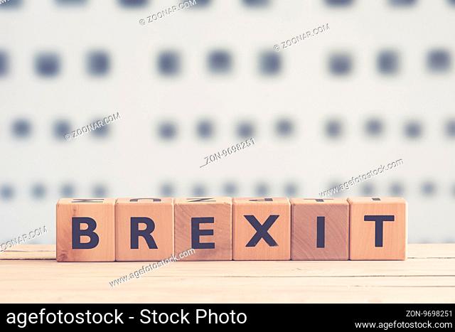 Brexit sign of United Kingdom leaving the EU made of wood