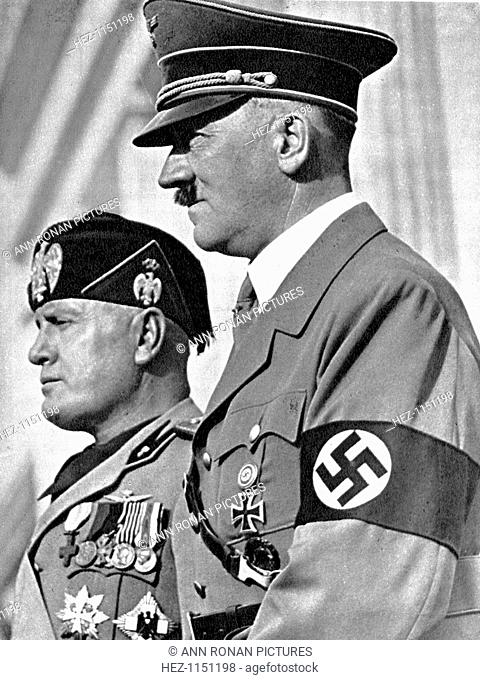 Adolph Hitler (1889-1945) and Benito Mussolini (1883-1945), German and Italian fascist dictators