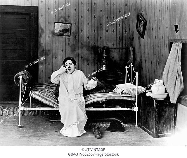 Charlie Chaplin on-set of the Film, Sunnyside, 1919
