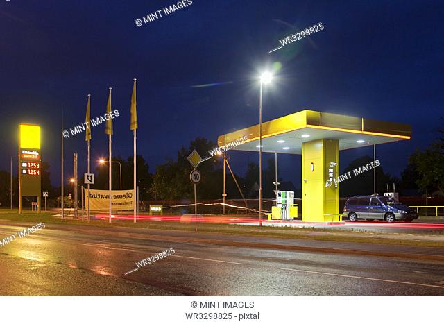 Estonian Gas Station at Night