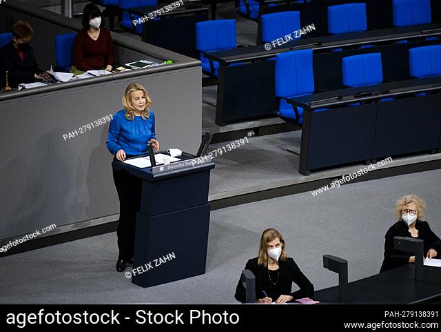 Linda Teuteberg, FDP, recorded during a speech as part of the debate on the financing of political Islamism in Germany in the German Bundestag in Berlin