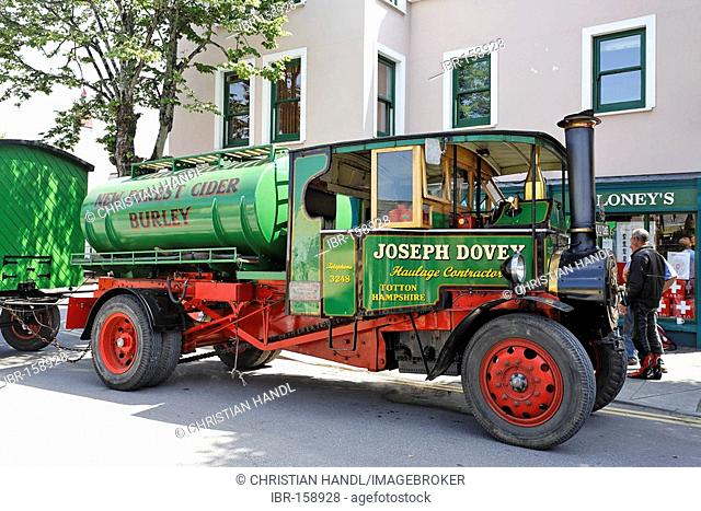 A cider filled tank truck powered by a steam engine, Kinsale, Cork, Ireland