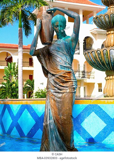 Mexico, Yucatan, Playa Del Carmen, Hotel-Riu-Palace-Mexico, park, well-figure, water-bearer, Latin America, Playacar, coast, hotellery, tourism, hotel