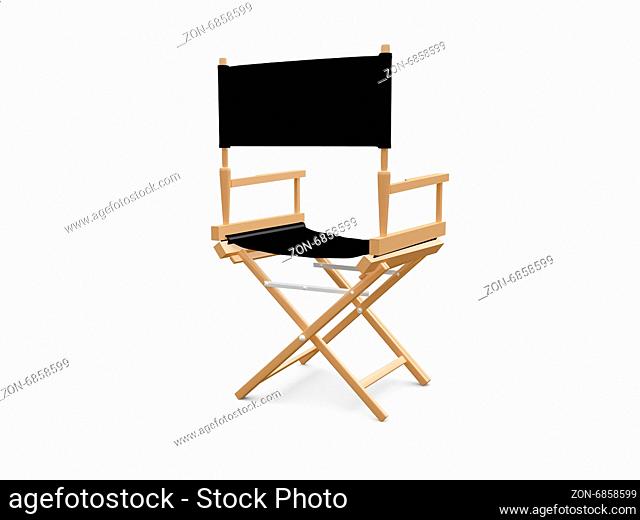 Back view of directors chair in film industry, isolated on white background