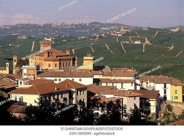 village of Barolo in the vineyard, Province of Cuneo, Piedmont region, Italy, Europe