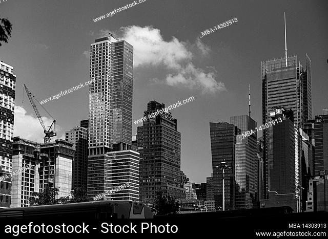 Hell's Kitchen, New York City, NY, USA, skyline manhattan in black and white